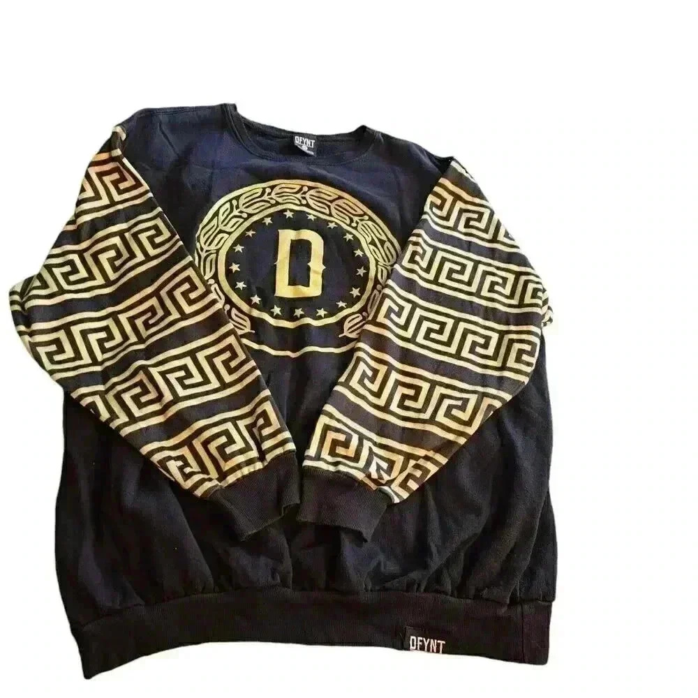 DFYNT Vtg Mens Sweater Black Yellow 3xL